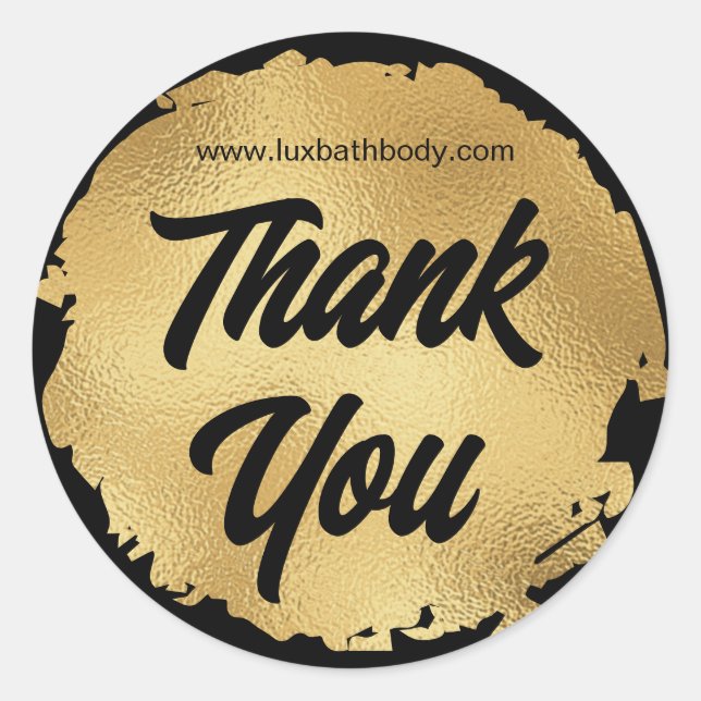 Vielen Dank, Luxus Black Gold Foil Modern Custom Runder Aufkleber (Vorderseite)