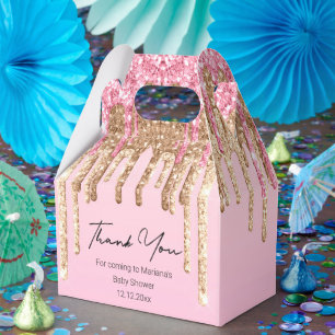 vielen Dank, Mädchen Dusche rosa tropfende Glitzer Geschenkschachtel