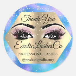 Vielen Dank Makeup Artist Eyes Blue Pink GOLD Runder Aufkleber