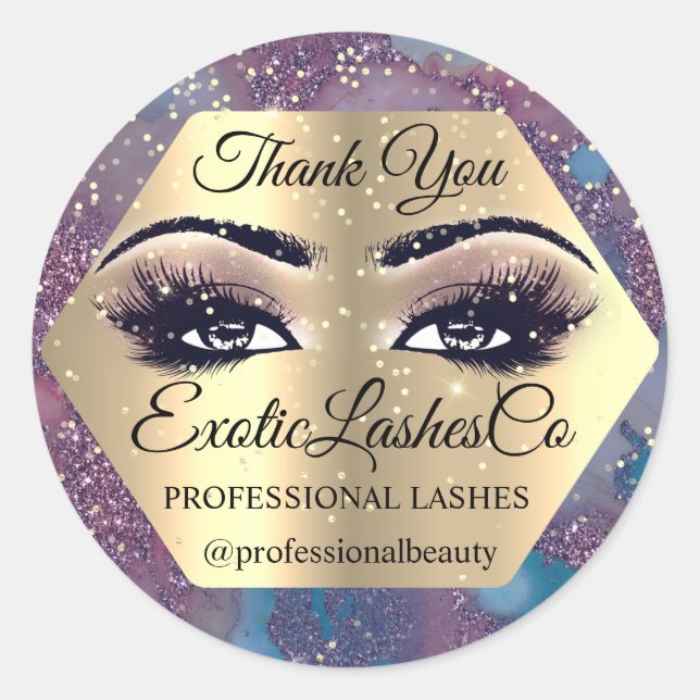 Vielen Dank Makeup Artist Eyes Blue Rose LASHES Runder Aufkleber (Vorderseite)