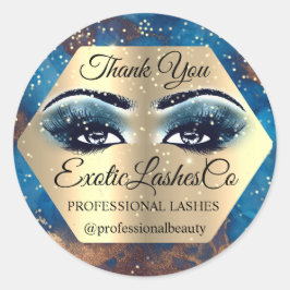 Vielen Dank Makeup Artist Gold LASHES Blue Runder Aufkleber