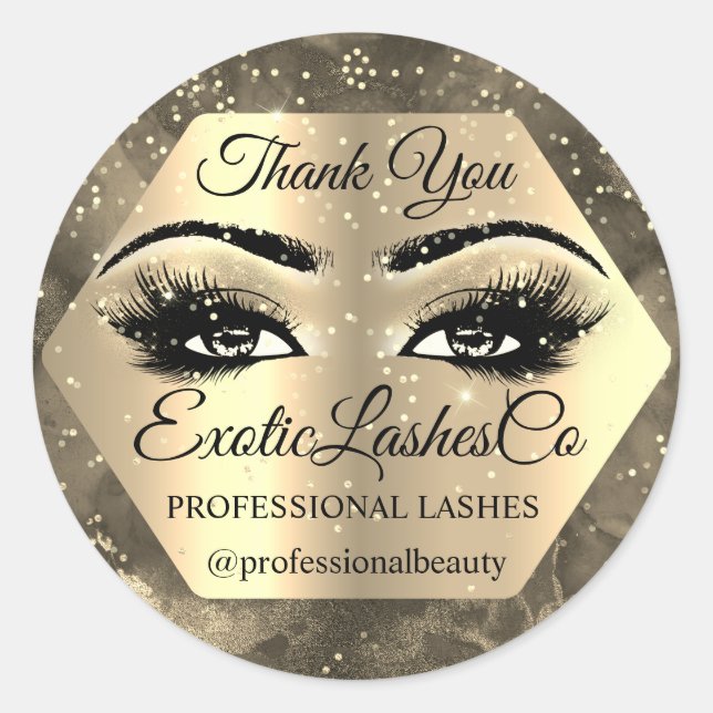 Vielen Dank Makeup Artist Gold LASHES Cleane Runder Aufkleber (Vorderseite)