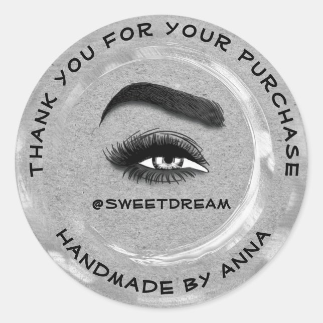 Vielen Dank Makeup Artist Lash Cleaner Logo Silver Runder Aufkleber (Vorderseite)