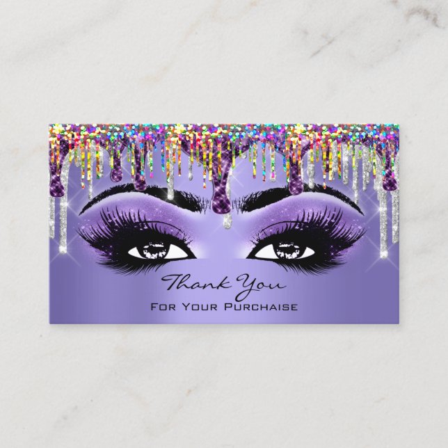 Vielen Dank Makeup Brow Eyelash Tropfen Lila Silve Visitenkarte (Vorderseite)