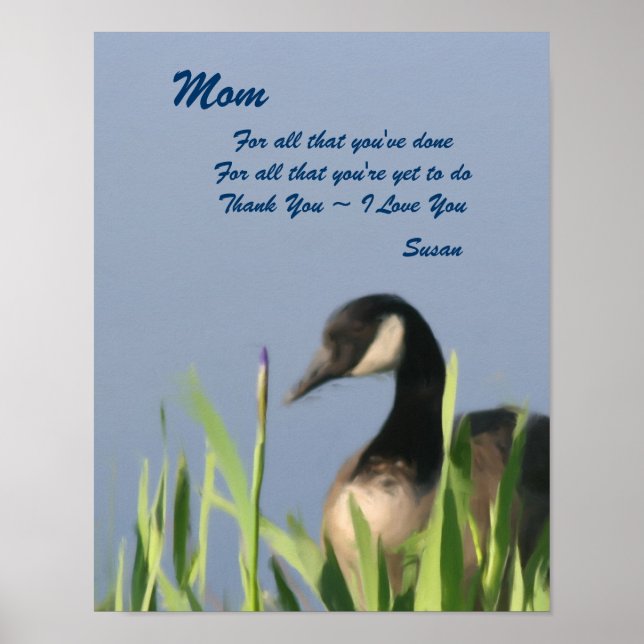 Vielen Dank Mama Canada Goose Art Personalisiert Poster (Vorne)