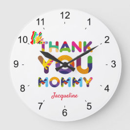 Vielen Dank, Mama farbig Große Wanduhr