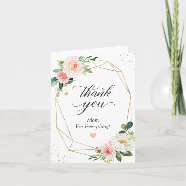 Vielen Dank Mama für alles Elegante Blush Floral Karte (Vorderseite)
