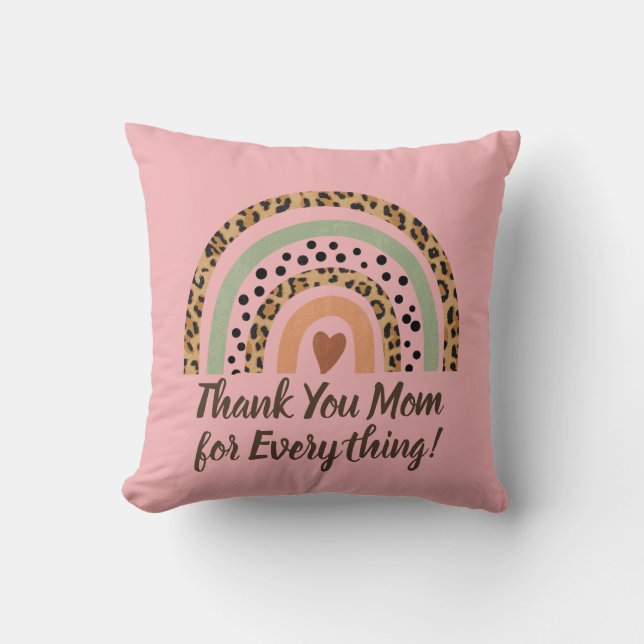 Vielen Dank Mama Leopard Spots Print Rainbow Pink Kissen (Vorderseite)