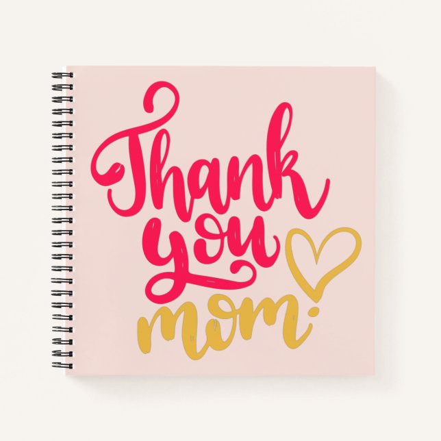 Vielen Dank, Mama mit Heart Pink Notizbuch (Vorderseite)