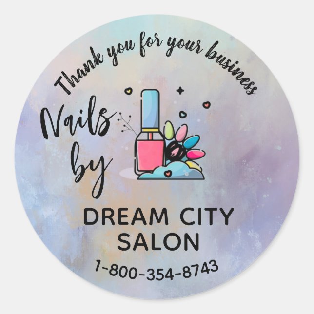 Vielen Dank Manicure Nail Salon Small Business Runder Aufkleber (Vorderseite)