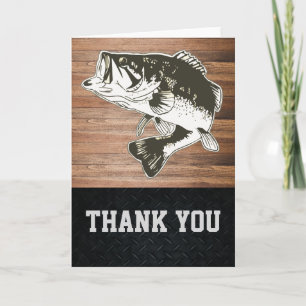 Vielen Dank Männer Bass Fishing Rustic Sports Hobb Dankeskarte