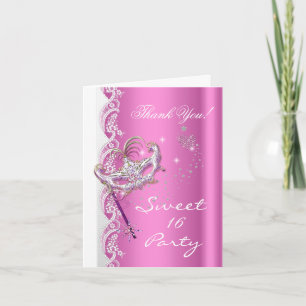 Vielen Dank Masquerade Maske Sweet 16 Party Pink Dankeskarte