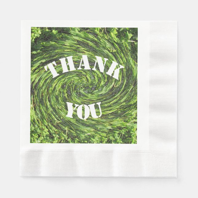 Vielen Dank Meal Green Swirl Abstrakte Wertschätzu Serviette (Vorderseite)