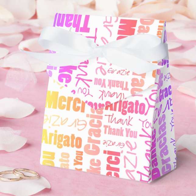 Vielen Dank! Mehrsprachige Word Collage Rainbow Co Geschenkschachtel (Hochzeit)