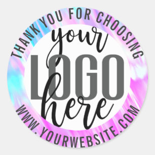 Vielen Dank Mermaid Lila Holographic Business Logo Runder Aufkleber