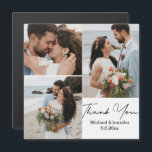 Vielen Dank, minimaler 3 Foto Hochzeitsmagnet Magnetkarte<br><div class="desc">Fotos von freepik.com elegante Kalligrafie Hochzeit 3 Fotos Collage Danke Magnetkarte.</div>