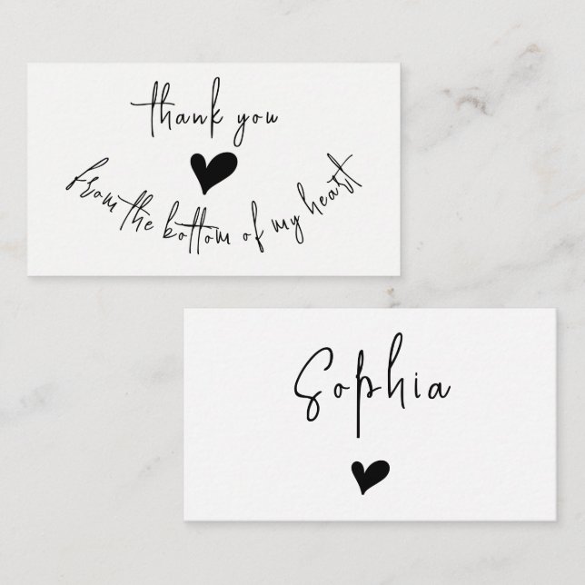 Vielen Dank Minimalistisch Black Typografy Niedlic Visitenkarte (Vorne/Hinten)