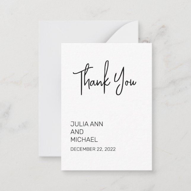 Vielen Dank Minimalistisch einfache Hochzeit Minim Mitteilungskarte (Vorderseite)