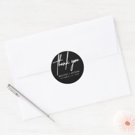 Vielen Dank, Minimalistische Hochzeit Runder Aufkleber
