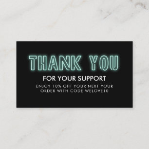 Vielen Dank Minz Neon Instagram Discount Visitenkarte