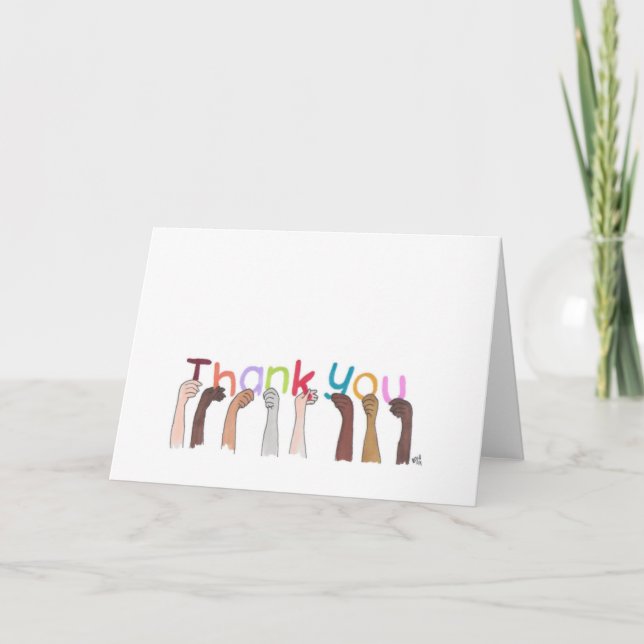 Vielen Dank mit Briefen, die von Hands Card gehalt Dankeskarte (Vorderseite)