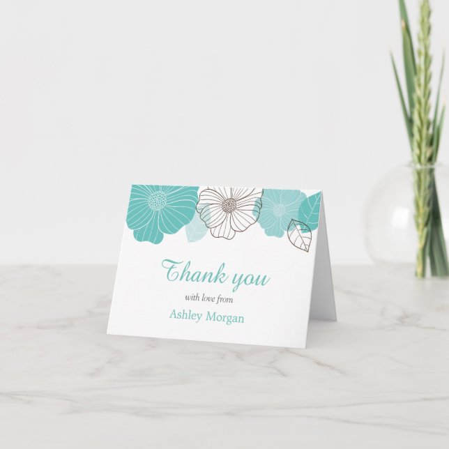 Vielen Dank mit Liebe Elegante Chic Mint Green Flo Dankeskarte (Vorderseite)