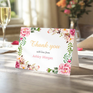 Vielen Dank mit Liebe Romantische Chromfloralwand Dankeskarte
