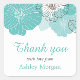 Vielen Dank mit Liebe Simple Chic Aquamarin Green Quadratischer Aufkleber