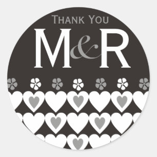 Vielen Dank Mit Monogramm Gastgeschenke Hochzeiten Runder Aufkleber