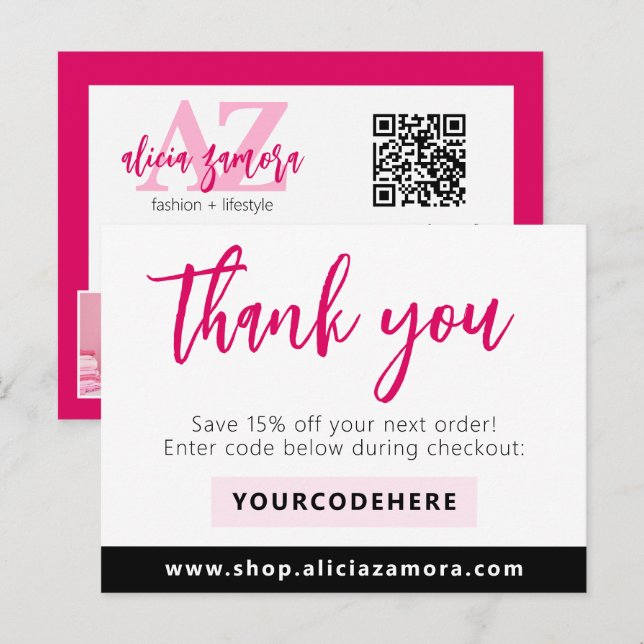 Vielen Dank Modern Magenta Boutique 4-Foto Flyer Postkarte (Vorne/Hinten)