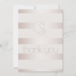 Vielen Dank - Moderne blush Luminy Stripes Monogra Dankeskarte
