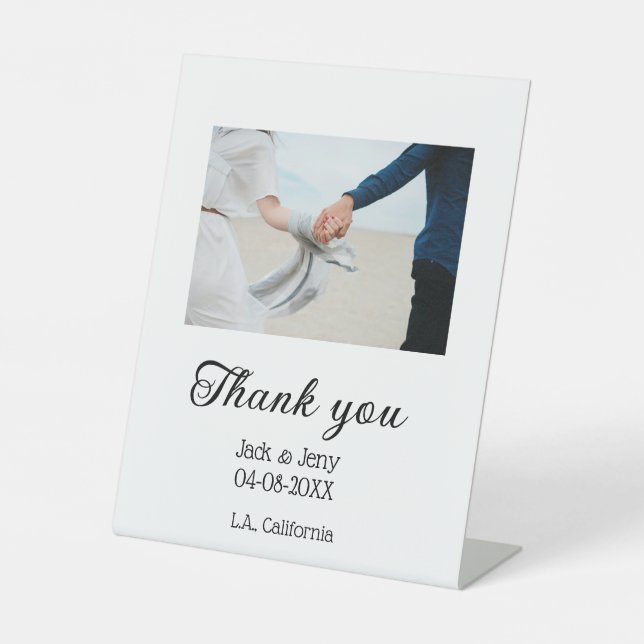 Vielen Dank, moderne einfache Hochzeitsnahrung Sockelschild (Vorderseite)