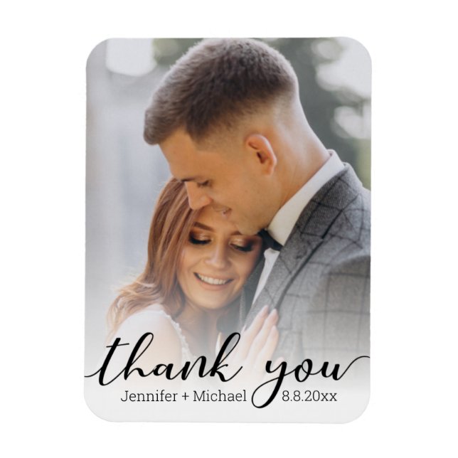 Vielen Dank, moderne schicke Handschrift, Hochzeit Magnet (Vertikal)