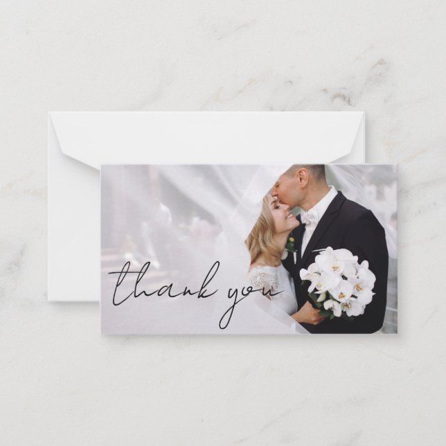 Vielen Dank moderne Skript Hochzeit Foto Note Kart Mitteilungskarte (Vorderseite)