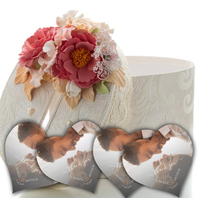 Vielen Dank, Moderner Chic Ultra Minimal Foto Hoch Herz-Aufkleber (Von Creator hochgeladen)