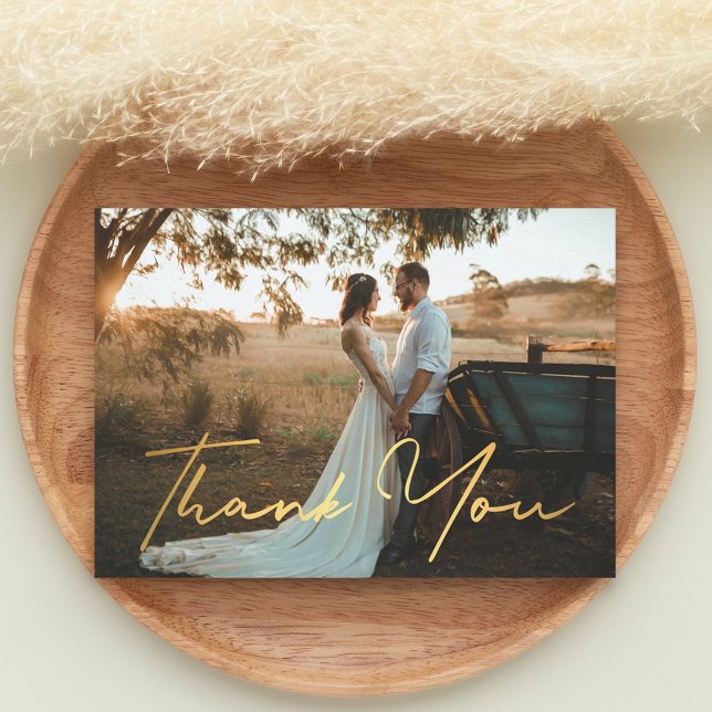 Vielen Dank, modernes goldgeschriebenes Hochzeitss Mitteilungskarte (Von Creator hochgeladen)