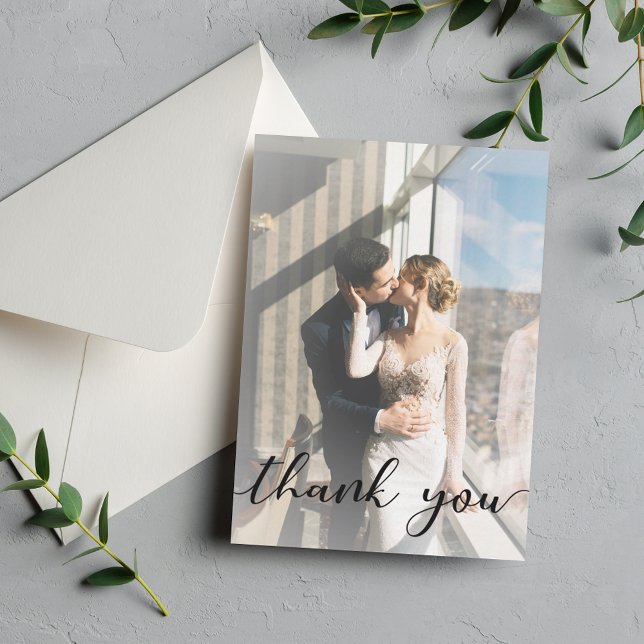 Vielen Dank, modernes kalligraphisches Hochzeitssz Mitteilungskarte (Von Creator hochgeladen)