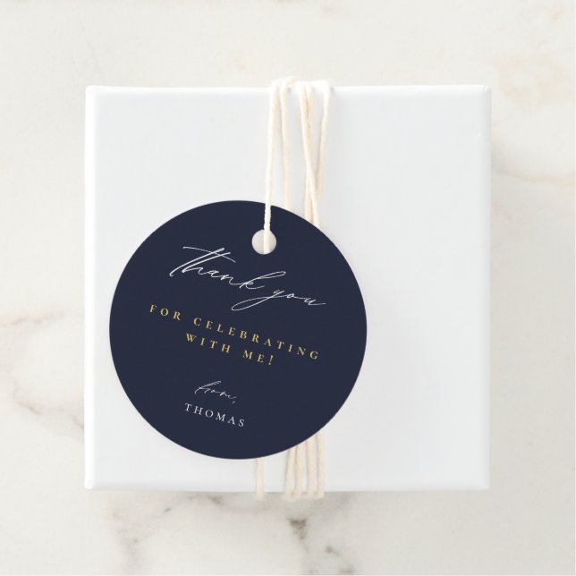 Vielen Dank, Modernes Script Navy Blue Geschenkanhänger (Beispiel)