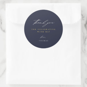 Vielen Dank, Modernes Script Navy Blue Runder Aufkleber