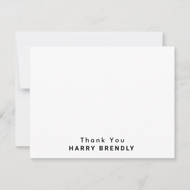 Vielen Dank Monogram Name White Flat Note Card Mitteilungskarte (Vorderseite)