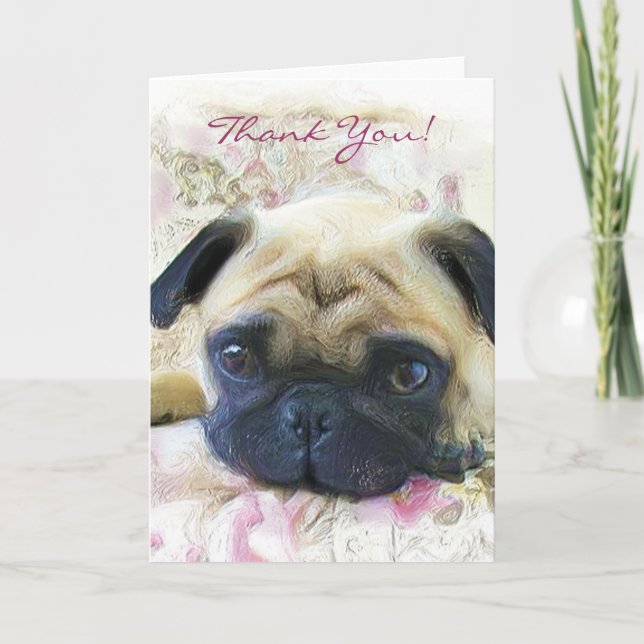 Vielen Dank Mops Grußkarte Dankeskarte (Vorderseite)
