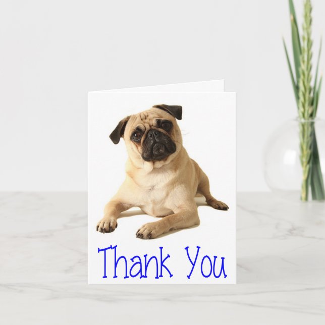 Vielen Dank Mops Welpen Hund Blank Note Card Dankeskarte (Vorderseite)