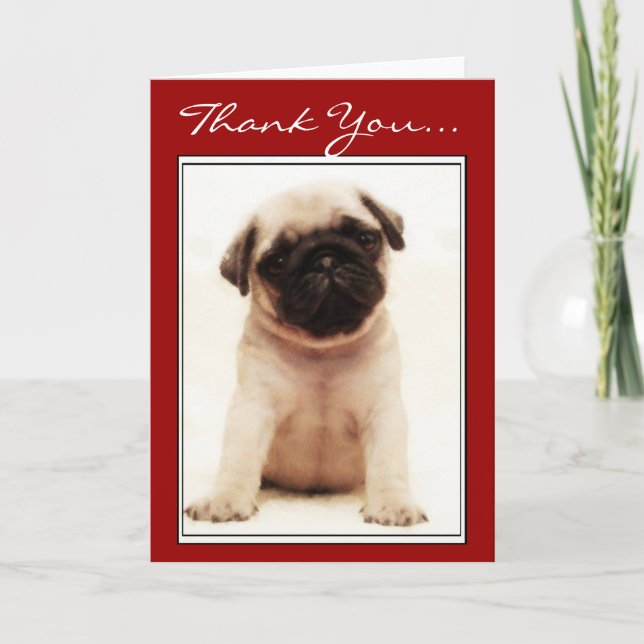 Vielen Dank Mops Welpengrüßkarte Dankeskarte (Vorderseite)