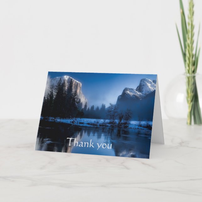 Vielen Dank Mountain Lake Forest Winter Scripture Karte (Vorderseite)