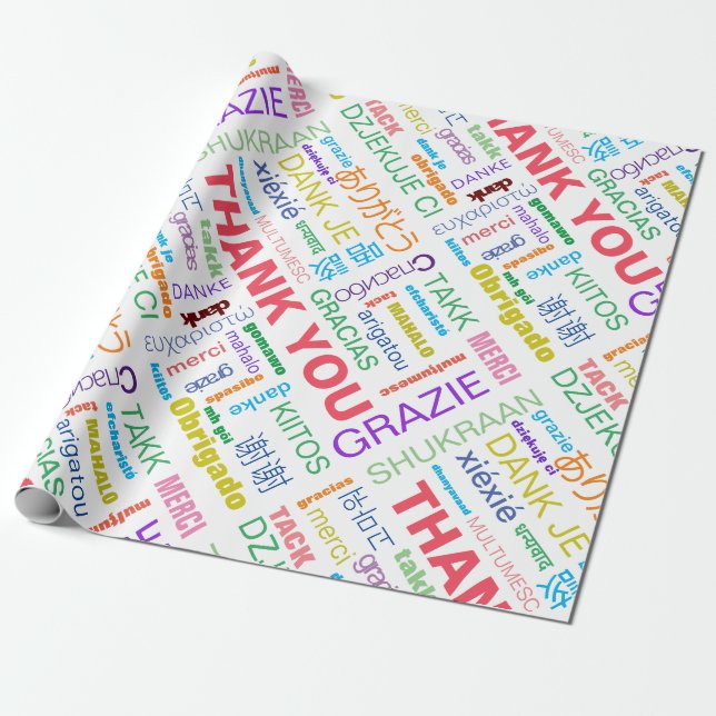 Vielen Dank Multicolor Multilingual Geschenkpapier (Ungerollt)