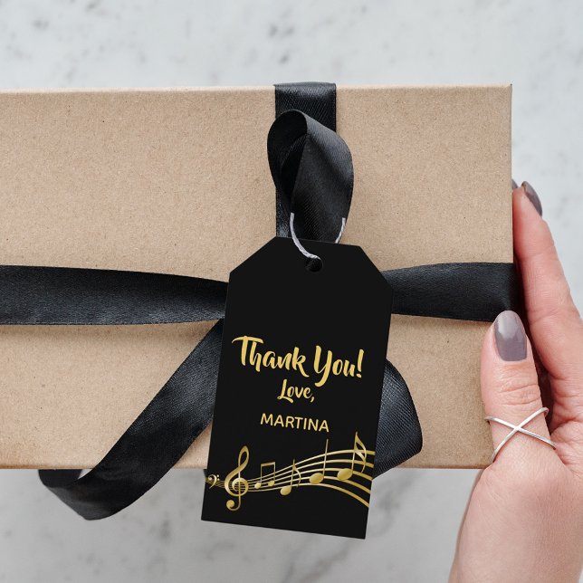 Vielen Dank, Musiknoten, schwarzer Goldname Geschenkanhänger (Von Creator hochgeladen)