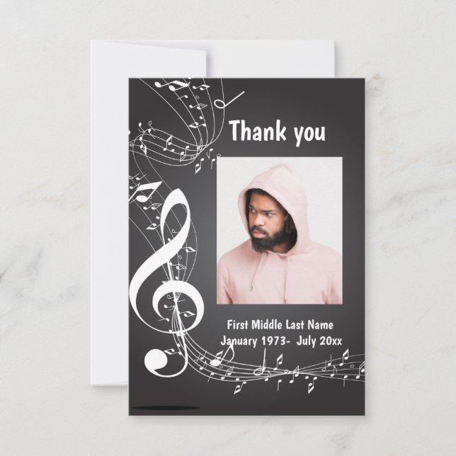 Vielen Dank, Musiknoten und Bekannte Dankeskarte (Vorderseite)