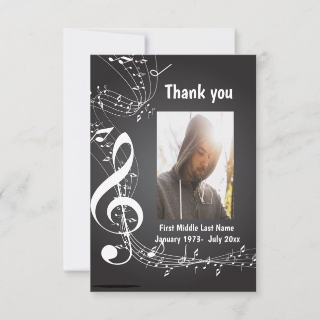 Vielen Dank, Musiknoten und Bekannte Dankeskarte (Vorderseite)
