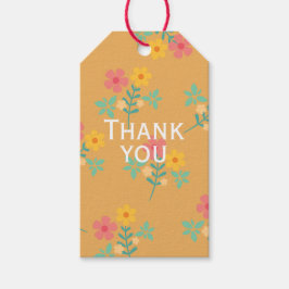 Vielen Dank, Mustard Retro Daisy Bouquet Pattern Geschenkanhänger