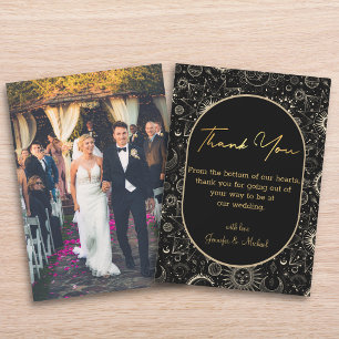 Vielen Dank mystische schwarze goldene Hochzeitska Mitteilungskarte
